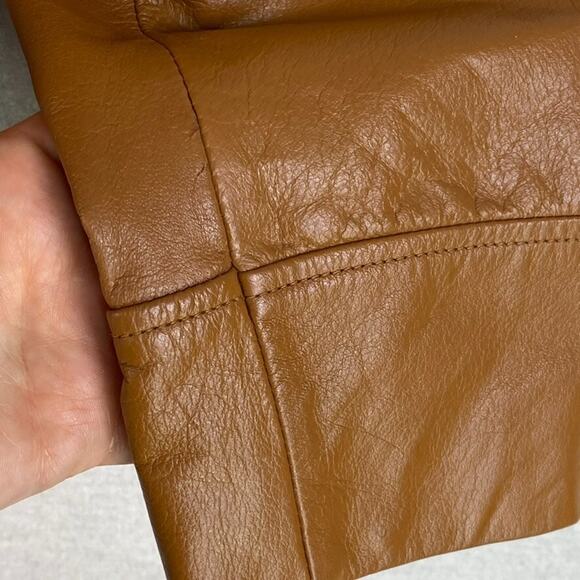 Apostrophe Womens Leather Bomber Jacket Size 6 Small Full Zip Motorcycle Edgy - Picture 6 of 15